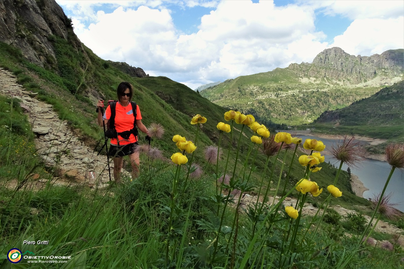 81 Botton d'oro con vista sul lago e verso il Pizzo del Becco.JPG